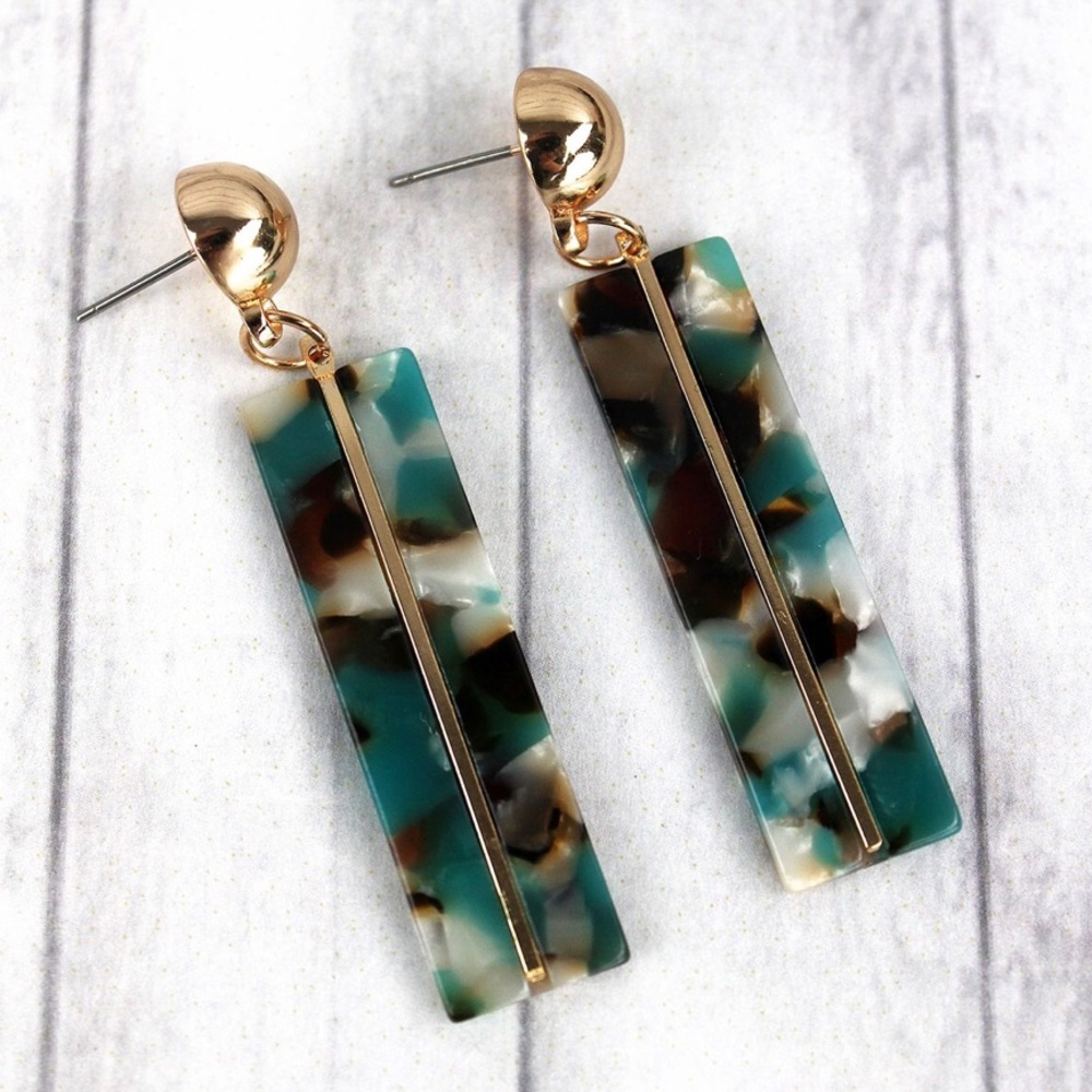 🚨SALE🚨Teal Marbled Drop Stud Earrings